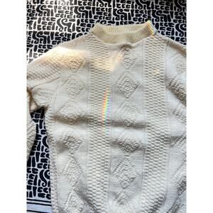 Cream Cable Knit Sweater, 70s, Minimalist